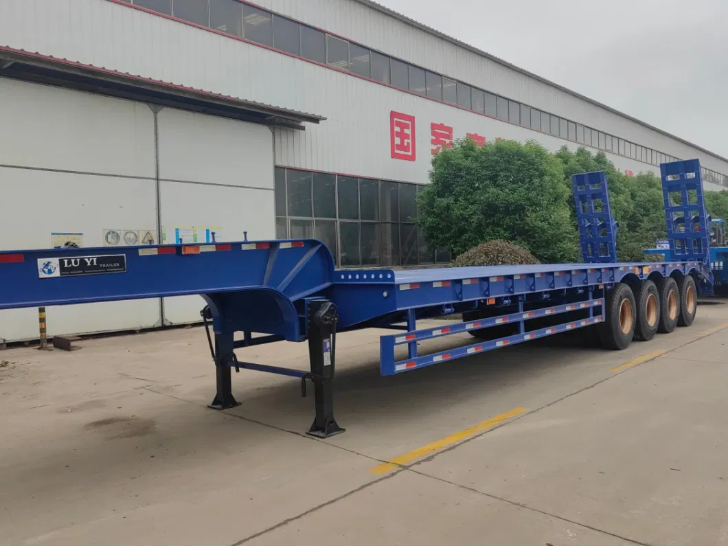 Hot Selling 80t 100t Heavy Duty Low Bed/Lowboy/Low Loader Semi Trailers 3 Axles 4 Axles Low Flatbed Truck Trailer