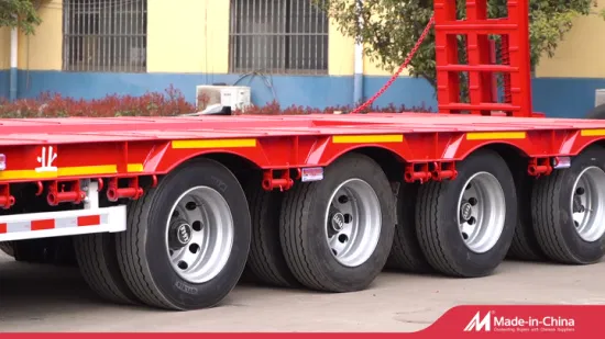 3 ejes de 80 toneladas de carga pesada con rampa hidráulica de cuello de cisne, cargador bajo/Lowbed/ Lowboy, remolque de plataforma baja, semirremolques para transporte de excavadoras